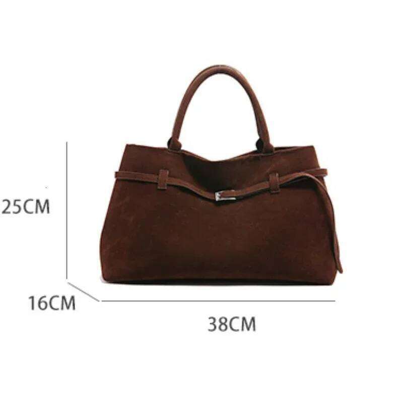 women's Buckle Decorative Design Solid Faux Suede tote bag Large Capacity Hasp Casual Tote 2025 Hot Sale Bags for Women Z260224