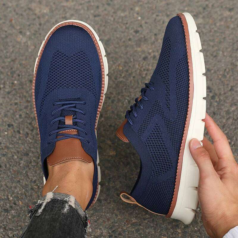 New Men Sports Knitted Mesh Breathable Trendy Appearance Flat Outdoor Versatile Street Casual Anti Slip Shoes
