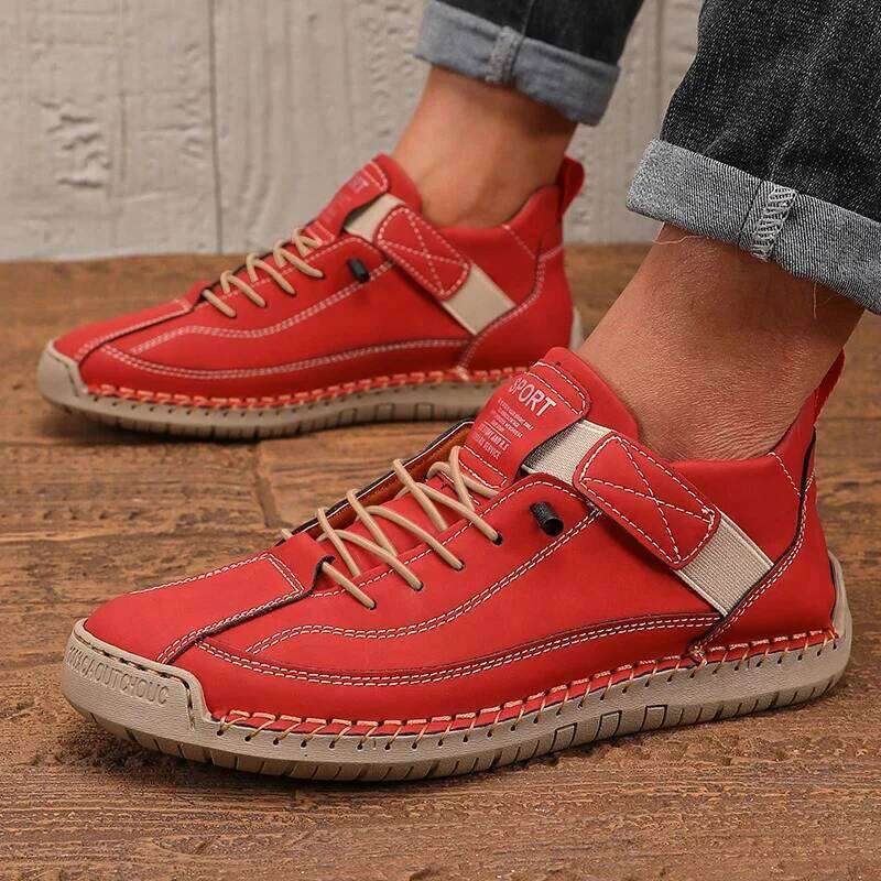 2025 Spring Summer New Retro Anti Splashing Casual Shoes Soft Bottom Comfortable Breathable Fashion Strap Up Bare Boots Mens