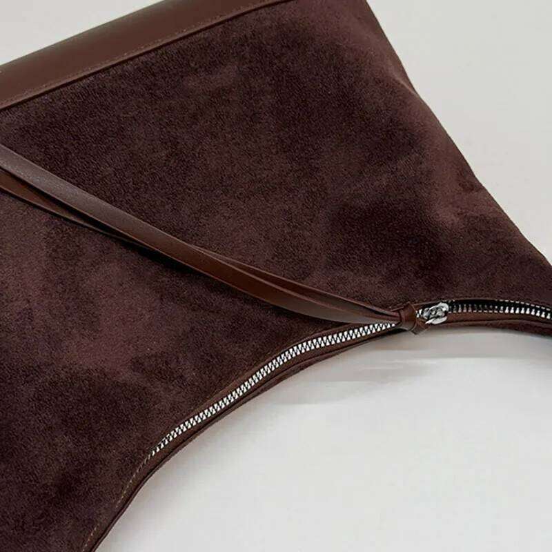 Korean Retro Pu Armpit Suede Tote Casual Commuting Women'S Large Capacity Shoulder Crossbody Bag Z260224