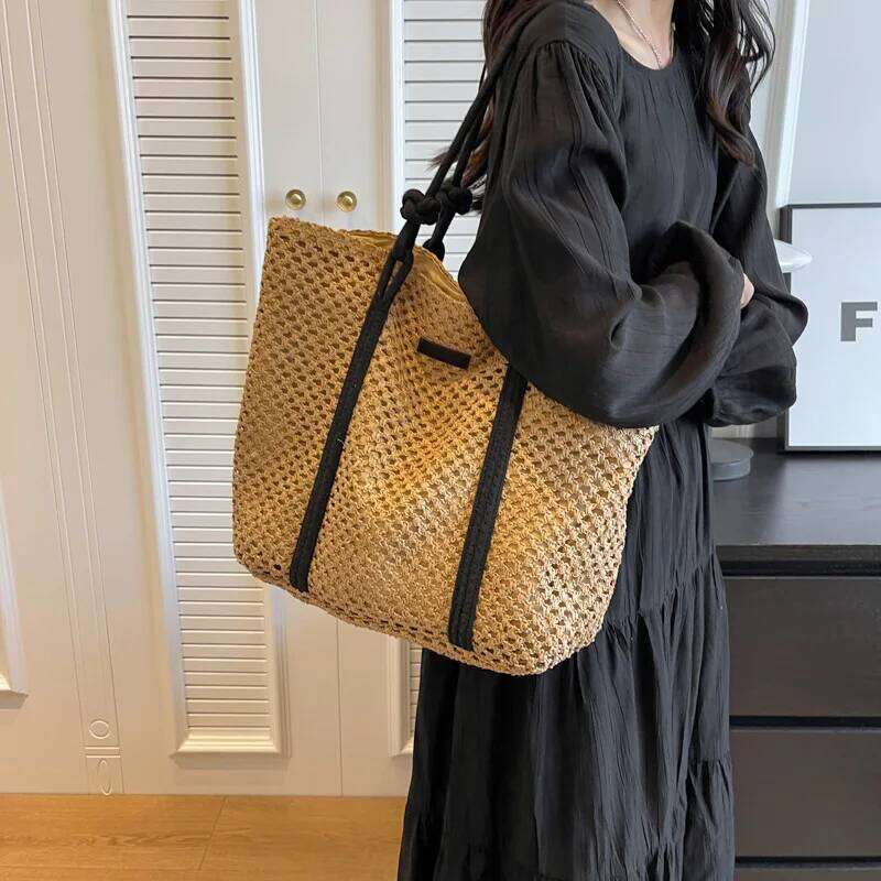 Elegant Ladies Woven Handbag Women Holiday Beach Bag Casual Shopper Tote Top-Handle Fashion Underarm Shoulder Bags Z260224