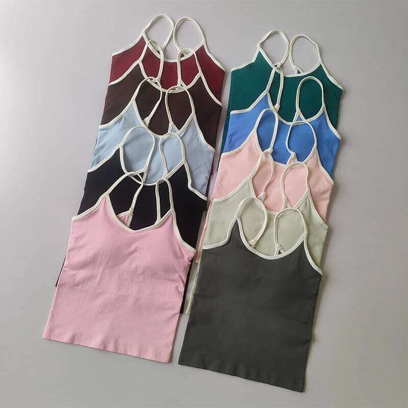 Sexy Color Block Sports Bra Women's Tight Fitness Crop Top with Removable Pads Workout Vest for Running Gym Wear 26Y0224