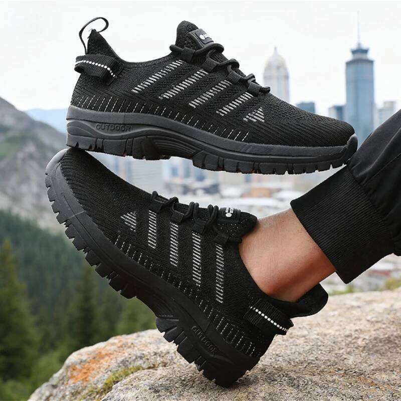 Men's Outdoor Sport Sneakers 2025 Breathable Knit Shoes Anti-Slip for Hiking Gym Running Casual Comfortable Lightweight Footwear