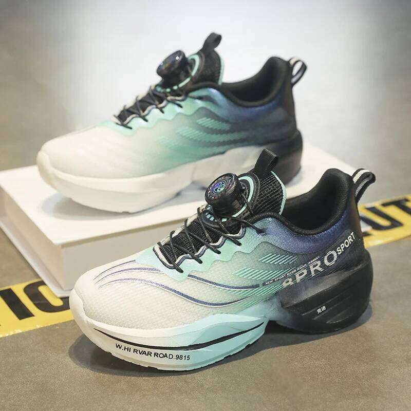 Four Season Kids Sneakers High-quality Ultra Light Anti Slip Button Up Training Comfort Girls Boys Outdoor Walk Run Shoes 26W0224