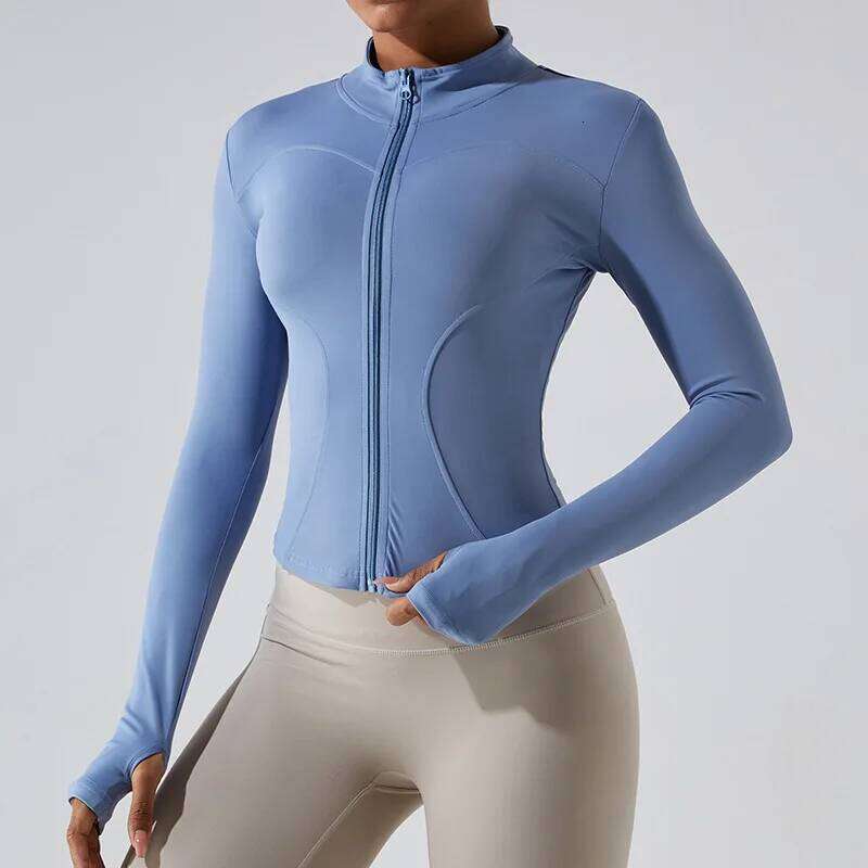 Zipper Women Sports Long Sleeve Push Up Fitness Yoga Shirt Gym Top Activewear Running Coats Workout Clothes Woman 26Y0224