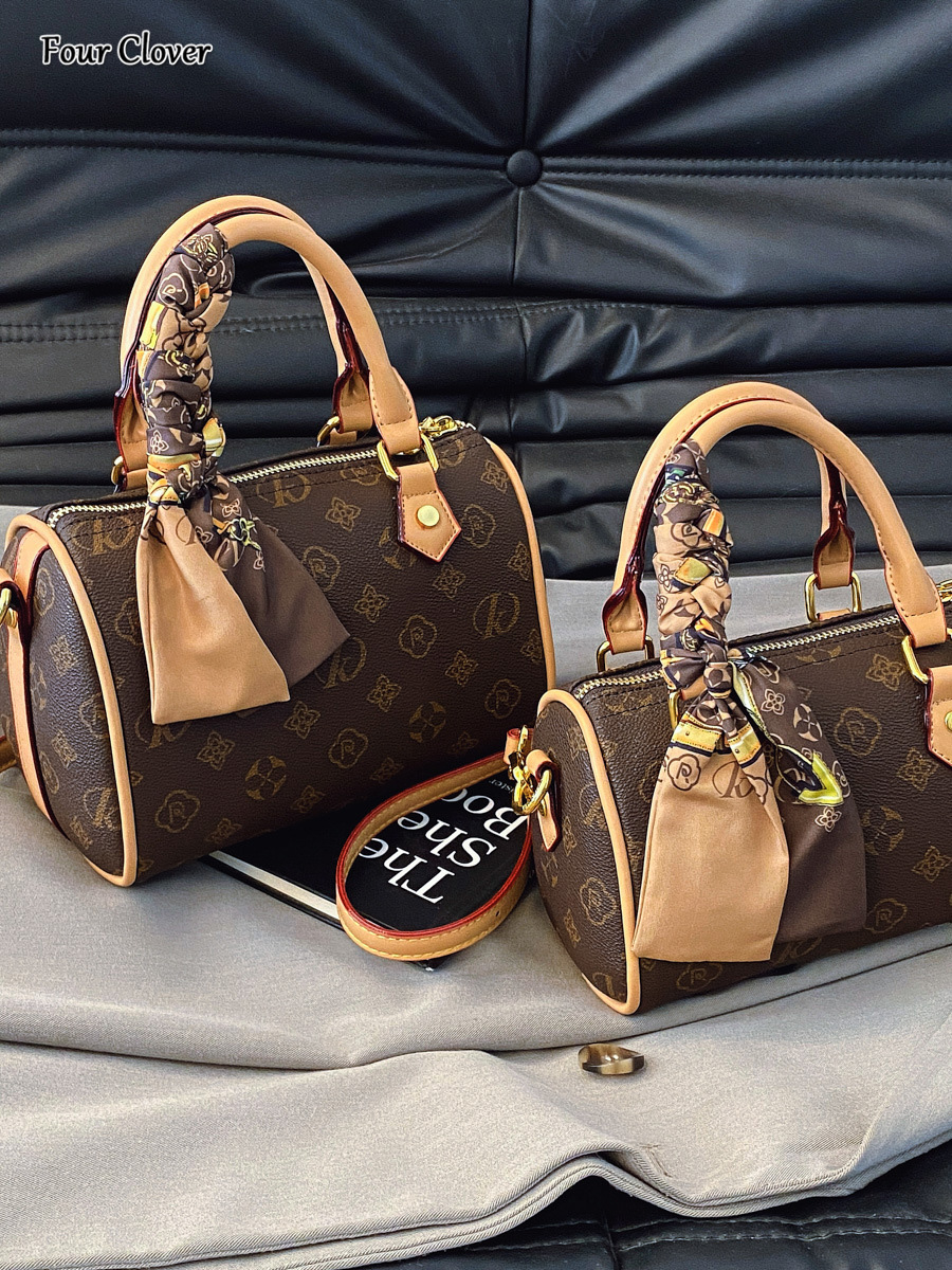 Fashionable Boston Bag, New Women's Stylish Handbag, Printed Versatile Crossbody Pillow Bag, Commuter Large Capacity Shoulder Crossbody Bag, Simp