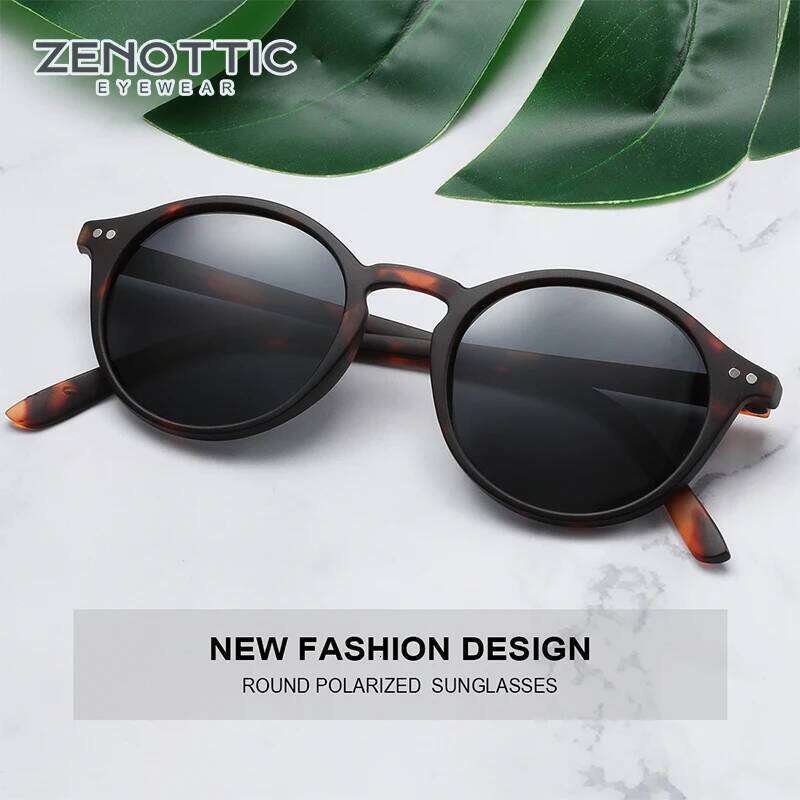 ZENOTTIC Fashion Polarized Sunglasses Men Women Brand Designer Retro Round Sun Glasses Vintage UV400 Goggles Shades 26W0224
