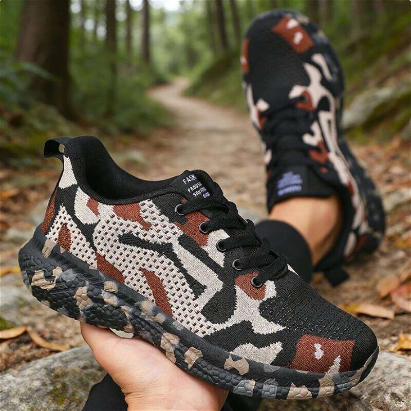 Men's Camouflage Mesh Sneakers Breathable Lightweight Comfortable Casual Sports Non-Slip Outdoor Walking Running Shoes Man
