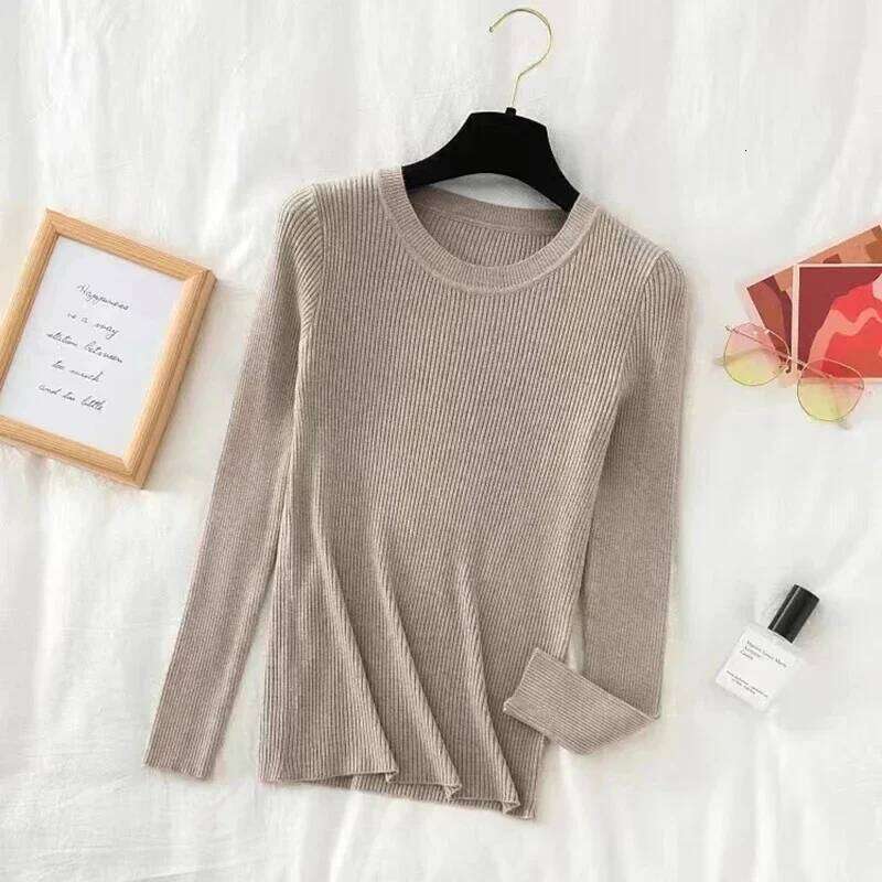 AOSSVIAO 2025 Women Sweater Autumn Long Sleeve Pullover Basic Tops Fashion O Neck Elastic Female Winter Solid Knitted Jumper 26L0224