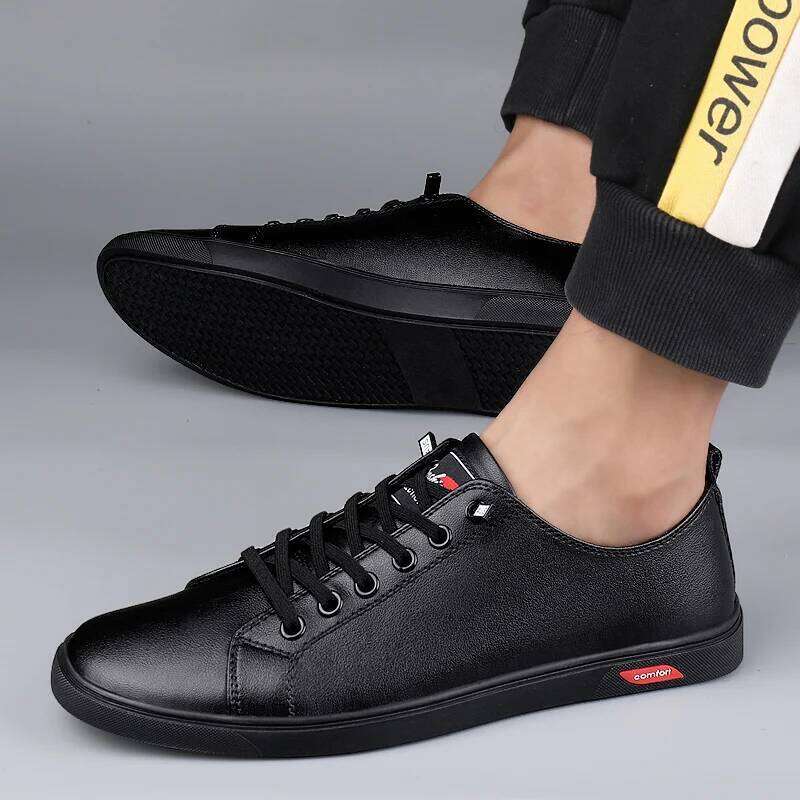 Genuine Leather Mens Luxury Brand Casual Fashion Handmade Classic White Shoes Outdoor Comfort Men Sneakers Business Office SPLELED