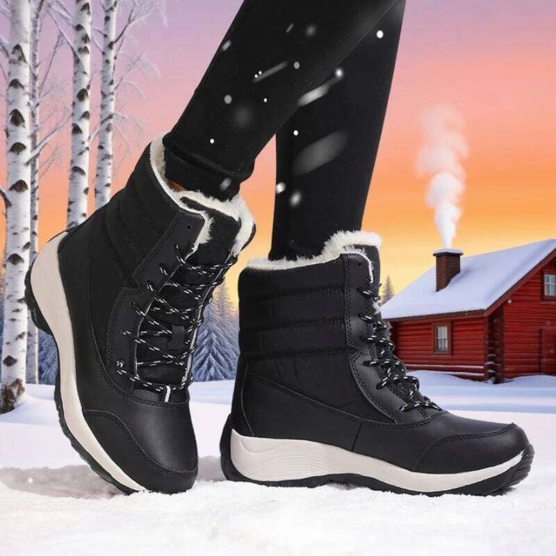 Women Platform Winter High Quality Warm Snow Outdoor Waterproof Hiking Shoes Lace-up Comfortable Ankle Boots