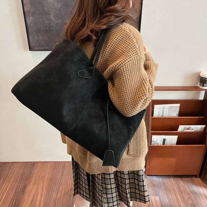 Faux Suede Solid Color High Quality Fashionable Versatile Handbag 2026 Women's Product Hot Selling Large Capacity Shoulder Bag Z260224