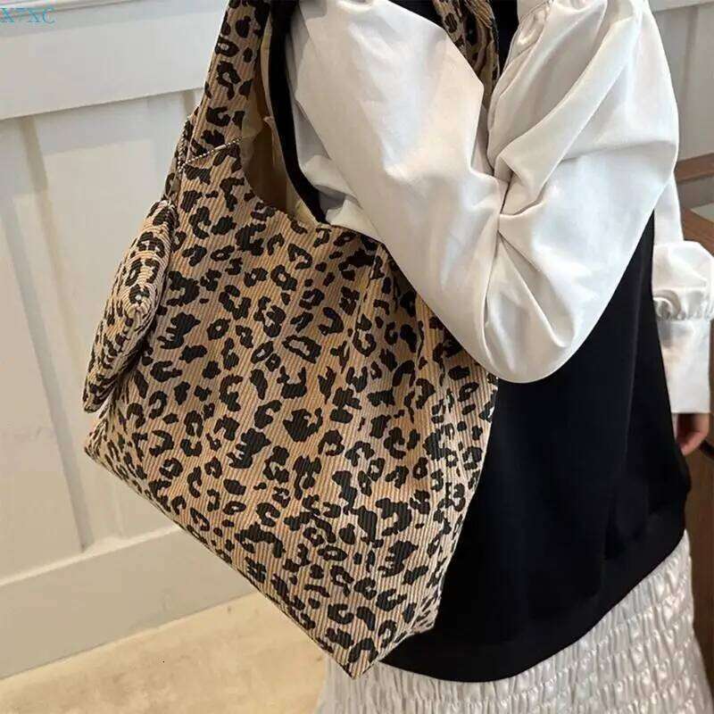 X7XC Trendy Leopard Print Handbag Slouchy Bag Suitable For Fashion Enthusiasts Z260224