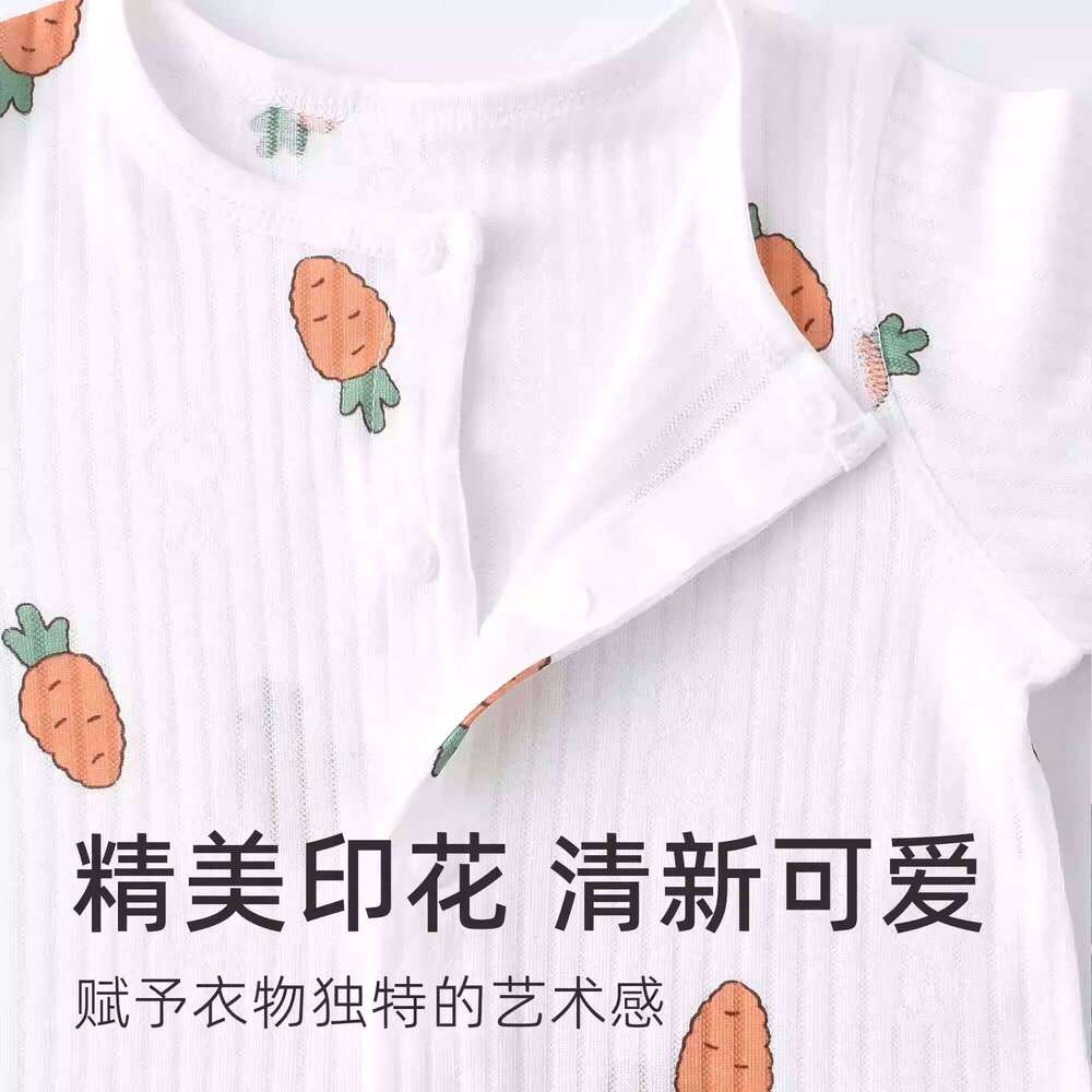 Summer Long Sleeve Baby Romper Air Conditioning Sweatcloth Fabric Breathable Cool No-sew Crawling Suit Harai 26H0224
