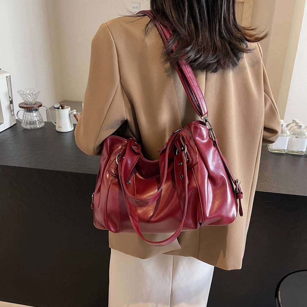 Retro Shoulder Women PU Leather Tote Fashion Large Capacity Crossbody Bag Top Handlebag Bags for Travel & Commuting Z260224