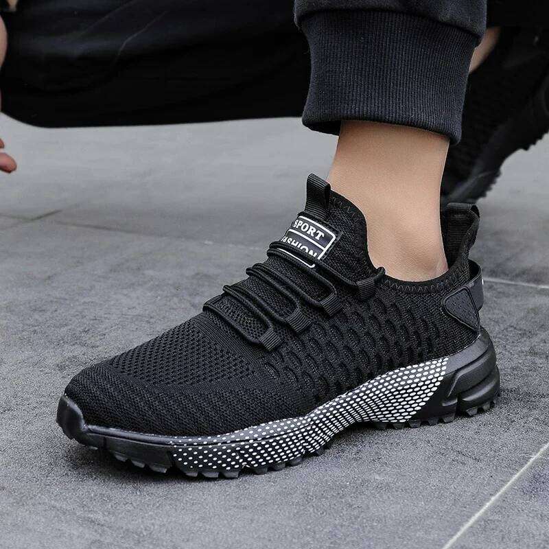 Men's Mesh Unique Grid Trend Design Breathable Comfortable Running Summer New Track Field Basketball Sports Shoes