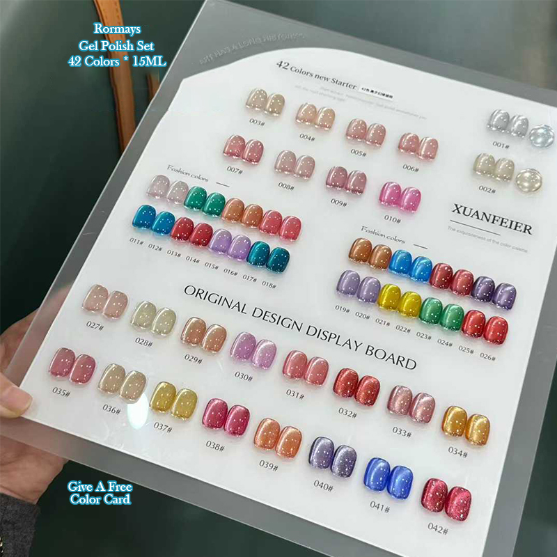 XUANFEIER 42 Colors Magnetic Glass Bead Crystal Cat Eye Gel Nail Polish Set Soak Off UV LED Shiny Long Lasting for Nail Art Salon Manicure