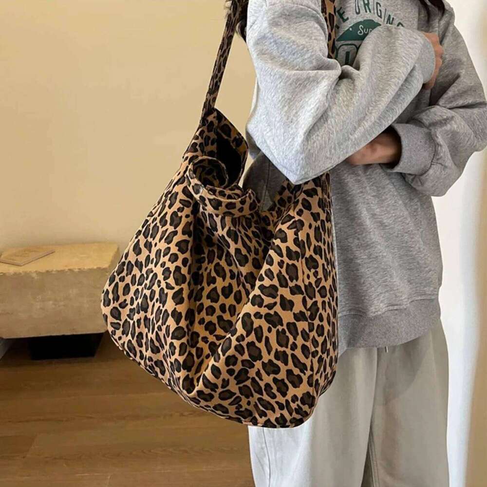Oversized Canvas Shoulder Bags For Women Leopard Prints Large Capacity Shopper Totes 2025 Summer Beach Luxury Handbags Z260224