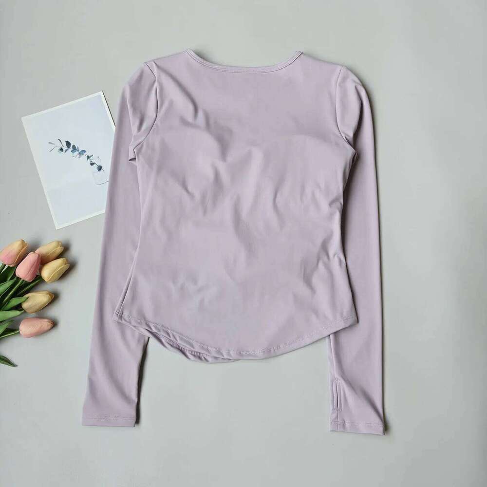 Sexy V-Neck Fitness Top for Women, Slim Fit Tummy Control Long Sleeve, Quick Dry Yoga & Running Shirt 26Y0224
