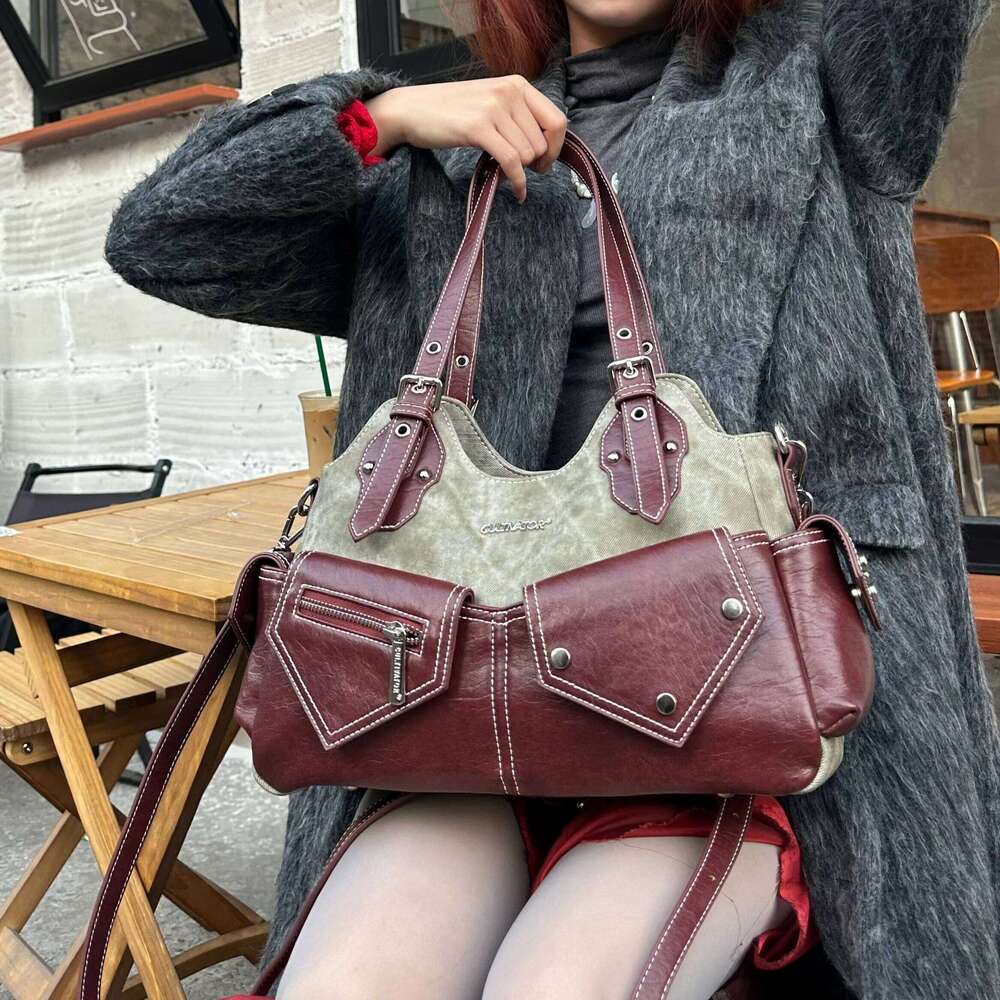 New Women's Fashion Motorcycle Underarm Crossbody Bag Spring Summer Commute Zipper Pocket Stylish Shoulder Handbag Gift Z260224