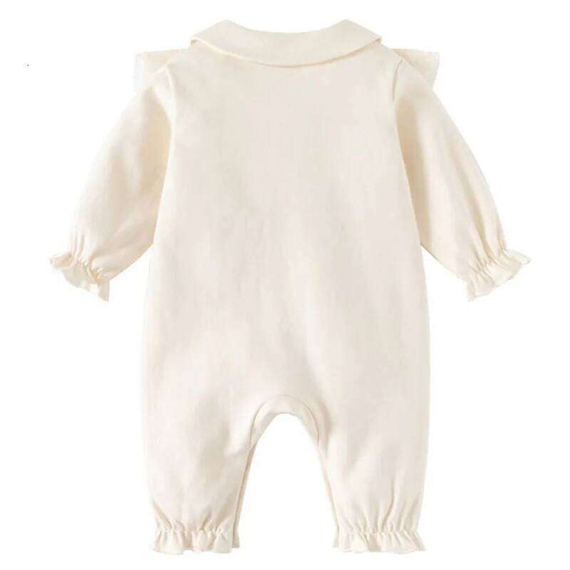 2Piece Sets Spring Autumn Baby Girl Clothes Korean fashion Cute Lace Peter Pan Collar Princess Jumpsuits+Hat Newborn Items B281 26H0224