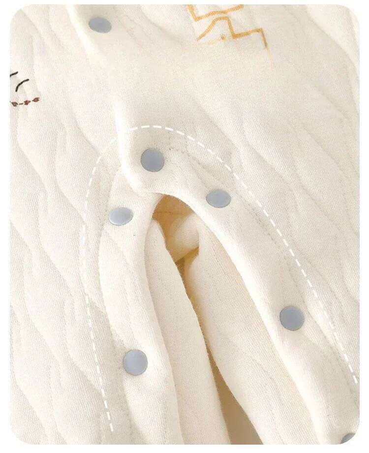 0-2Y Newborn Girl Boy Spring Bodysuit 2026 Baby Cotton Quilted Seamless Romper Autumn Warm Printed Soft Skin-Friendly Sleepwear 26H0224