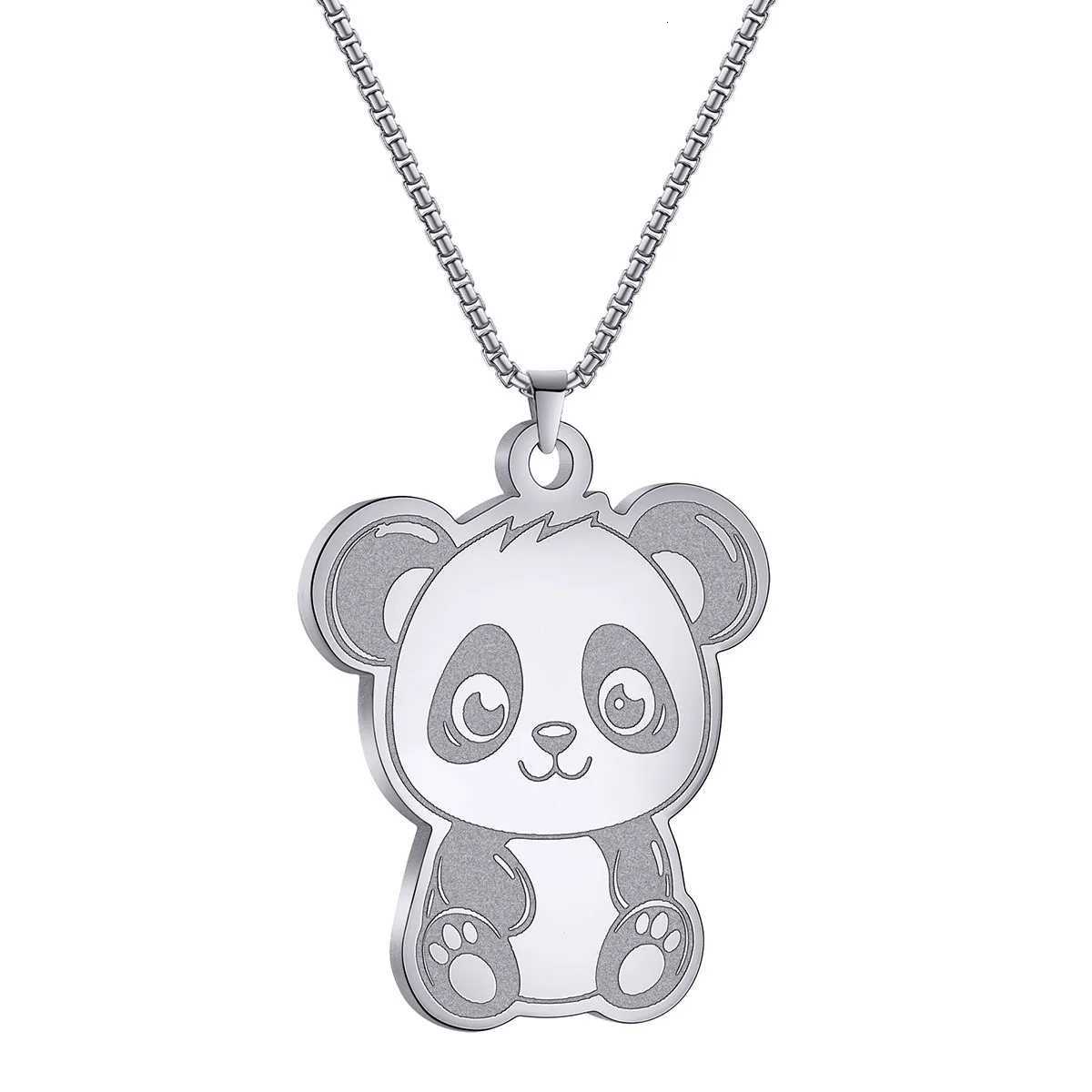 Kinitial Stainless Steel Necklaces Cute Chinese National Treasure Panda Pendant Choker Clavicle Chain Fashion Jewelry For WomenXJ260224
