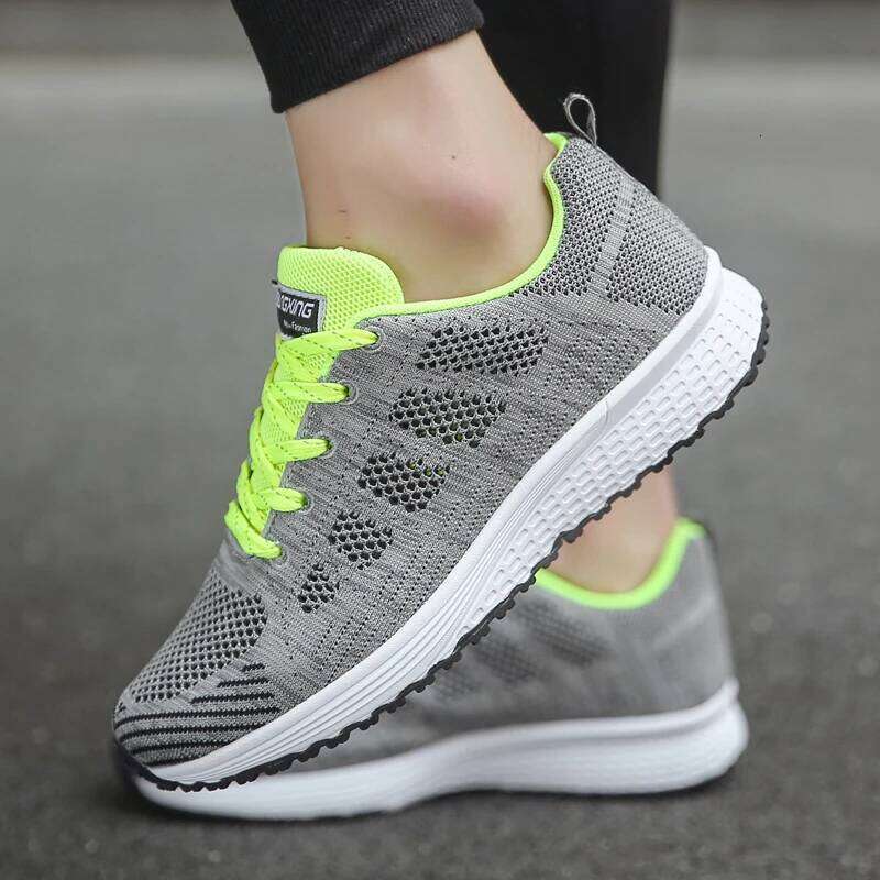 MAEDEF Casual Lightweight Breathable Walking Mesh Flats Sneaker Women Vulcanized Shoes White Female Footwear
