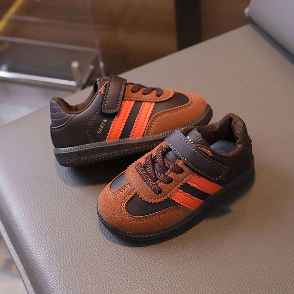 PU Leather Sport Children Soft-soled Waterproof Girl's Sneakers Ergonomics Anti-slippery Toddler Shoes For Kids 26W0224