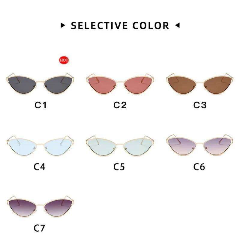 Cat Eye Sunglasses Women Trendy Vintage Vacation Designer Luxury Glasses 26W0224