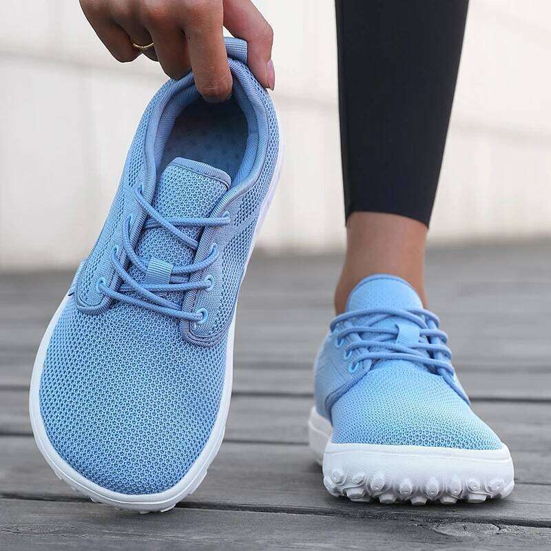 Men's and Women's Barefoot Wide Version Simple Platform Walking Sneaker Lace Up Outdoor Lightweight Casual Running Shoes