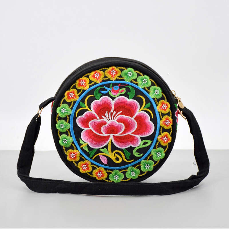 Ladies Foreign Trade Small Hanfu Embroidered Crossbody Bag, Ethnic Style Round Mobile Phone Coin Purse Key Bag Evergwish