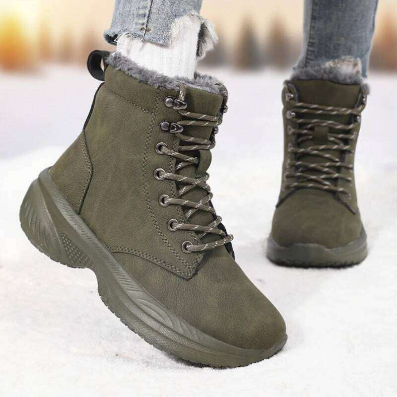 Winter Thick Women's Snow Platform Non-slip Warm Fur Ankle Plush Outdoor Hiking Motorcycle Boots Casual Female Shoes