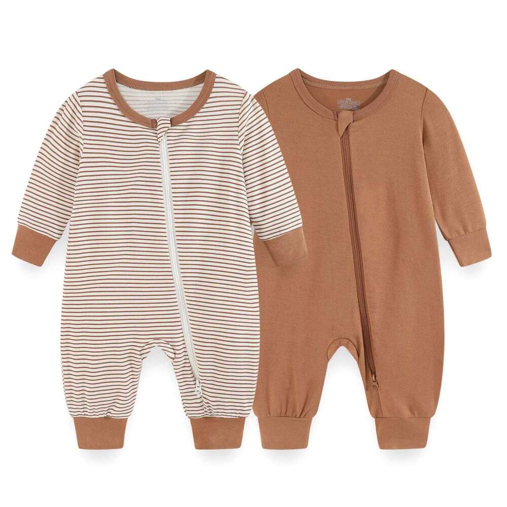 Newborn Boy Sets 0-24M 2/3Pieces 2-Way Zipper Cotton Baby Girl Clothes Unisex Autumn Rompers Spring 26Y0224