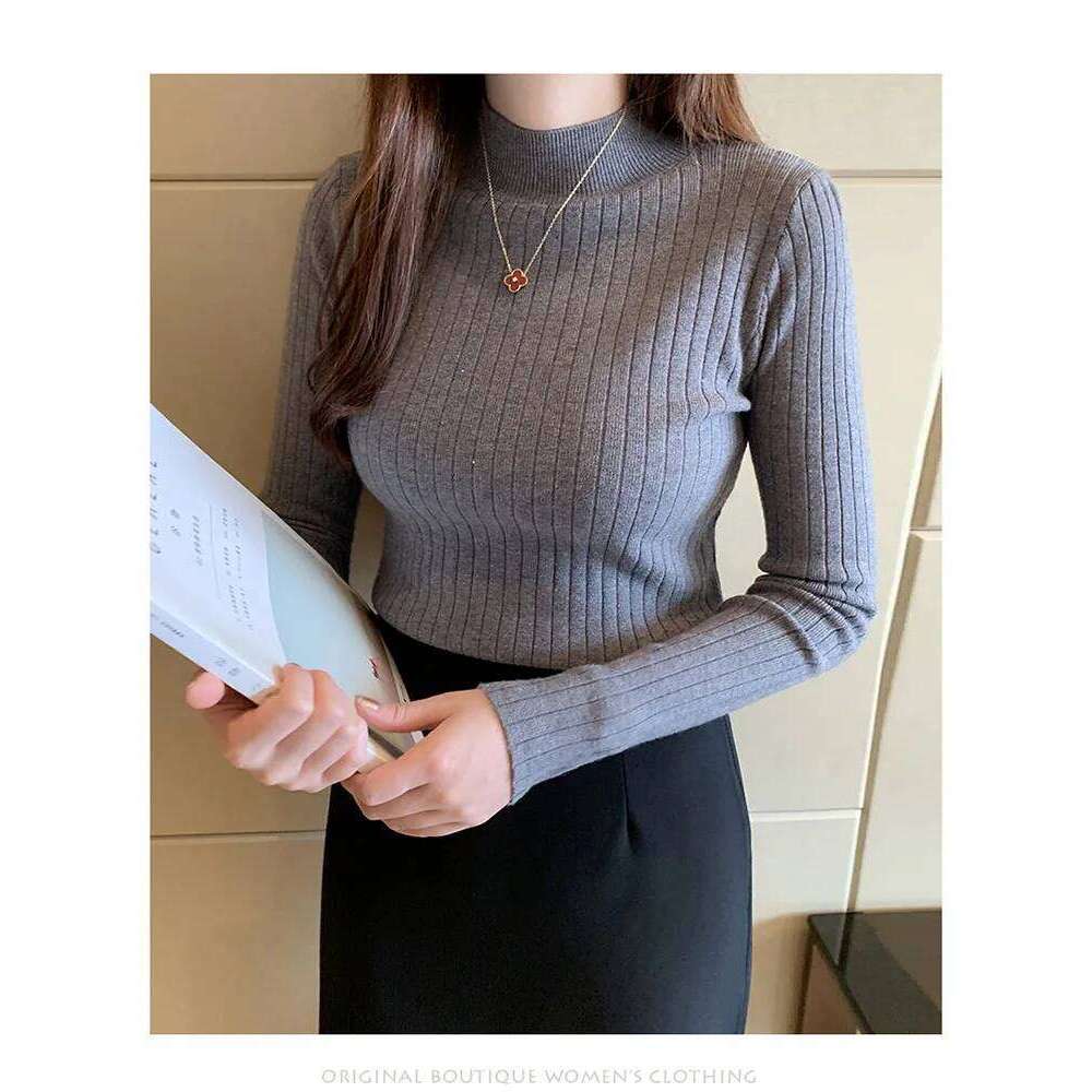 ITOOLIN Mockneck Slim Jumpers Knitted Solid Cashmere Pullover Elegant Sweater Women Spring T-shirts 2025 26L0224