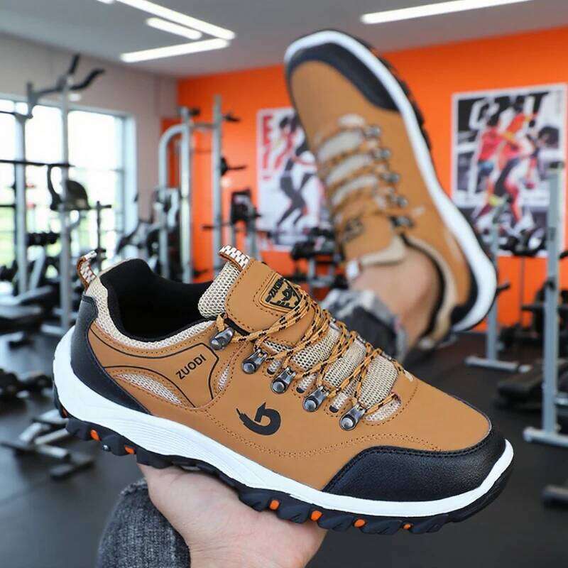 Waterproof Men's Leather Hiking Camping Running Jogging Shoes Breathable Athletic Trainer Masculino Zapatillas De Deporte
