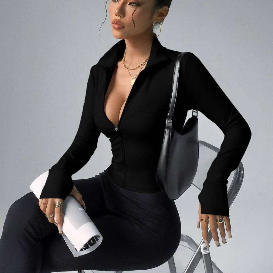 Seamless Sports Zippy Shirt Women Long Sleeve Yoga Tops Running Workout Gym Coat Fitness Clothing Activewear 26Y0224