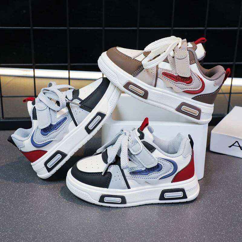 Lightweight Sneakers Breathable Running Shoes for Boys & Girls with Hook-and-loop Fastener Closure school kids basketball shoes 26W0224