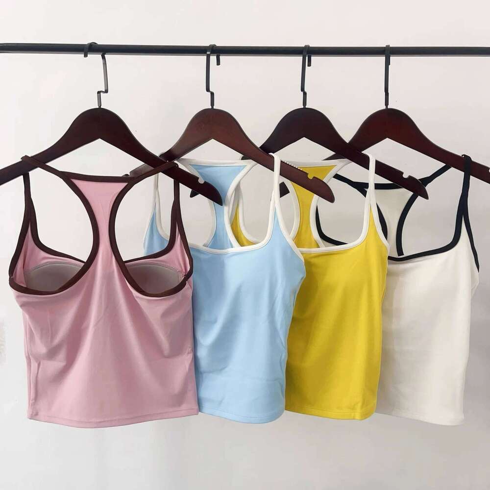 Fixed chest cushion, contrasting color, fine strap, beautiful , sports bra, women's suspender, underwear, yoga clothes, fitn 26Y0224