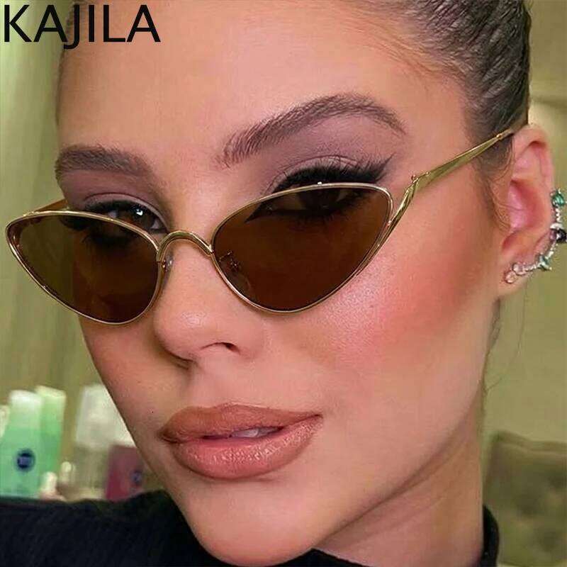 Sexy Cat Eye Punk Sunglasses Women 2026 Luxury Brand Trendy Metal Frame Travelling Sun Glasses For Ladies Vintage Shades UV400 26W0224
