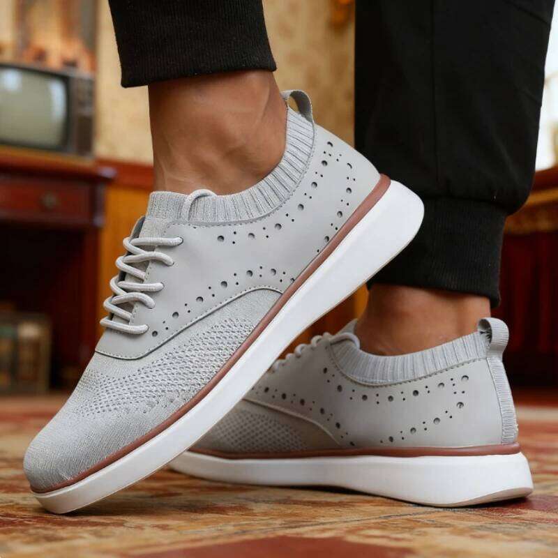 Men's Dress Sneakers Trendy Solid Woven Knit Breathable Mesh Loafers Outdoor Soft Non Slip Lightweight Flat Designer Shoes Men