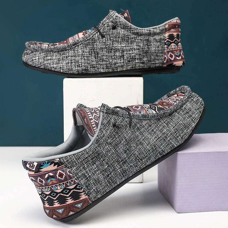 Mens Casual Loafers Lightweight Comfortable Canvas Summer Non Slip Breathable Boat Shoes for Men Outdoor Walking Flats Shoe