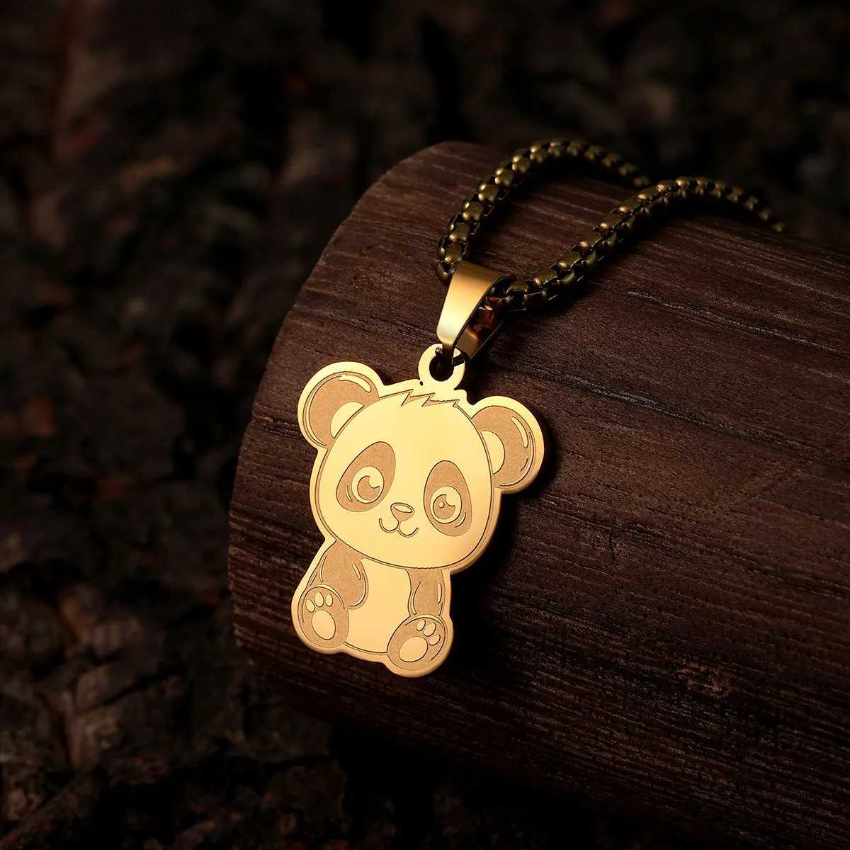 Kinitial Stainless Steel Necklaces Cute Chinese National Treasure Panda Pendant Choker Clavicle Chain Fashion Jewelry For WomenXJ260224