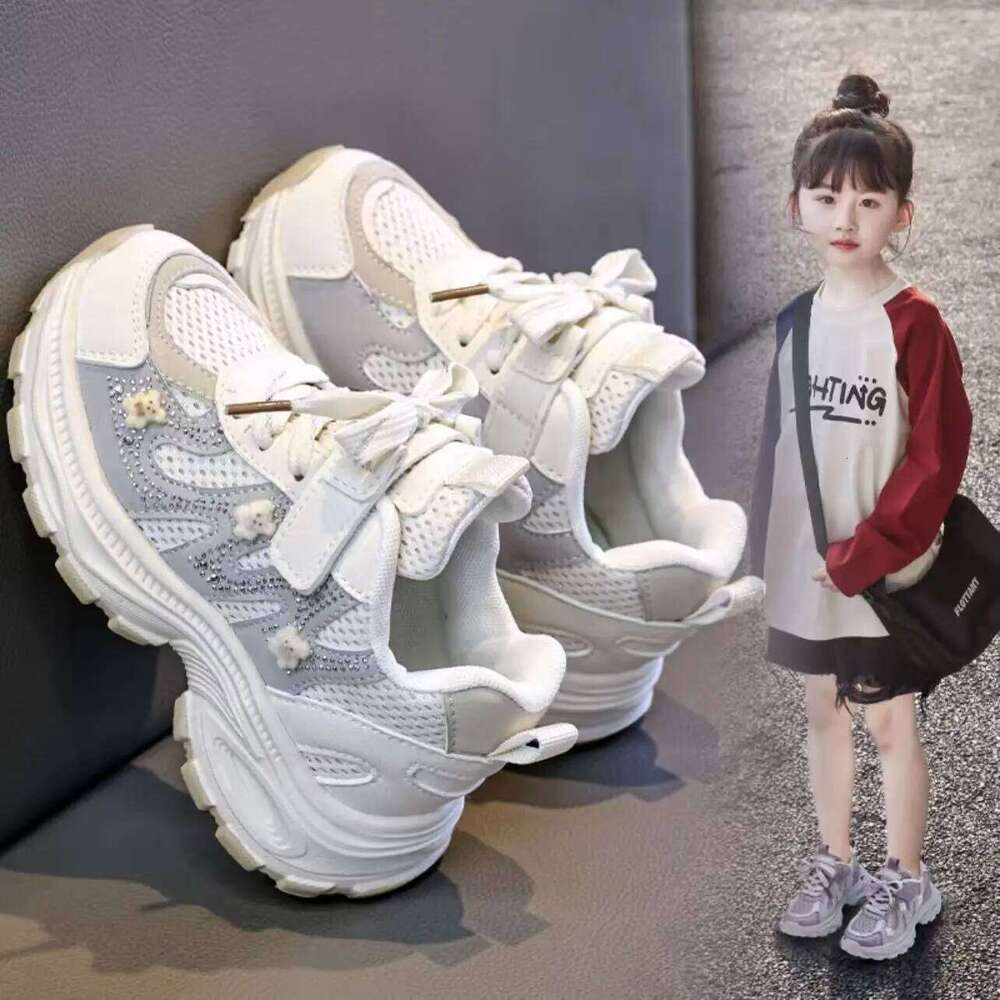 PU Leather Sport Children Trend Fashion Teenager Kid's Sneakers Anti-slippery Breathable Running Shoes For Boys Girls 26W0224