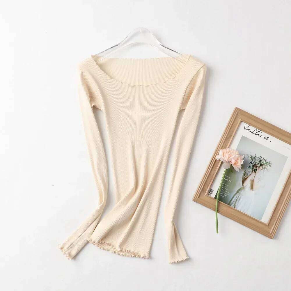 Yuyue Round Neck Fungus Edge Bottoming Shirt Women's High Elastic Comfortable Undershirts Top, 80% Mulberry Silk 26Y0224