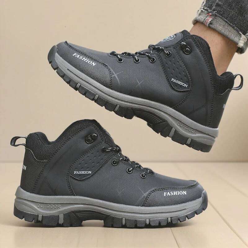 Men's High Top Bare Boots Waterproof PU Leather Classic Matching Hiking Shoe Outdoor Comfortable Breathable Anti Slip Work Shoes
