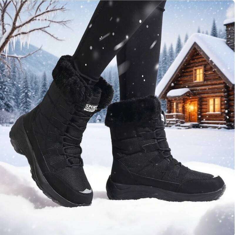 Snow Non-slip Quality Comfortable Keep Warm Platform 2025 Women Wedges Waterproof PlushThigh High Boots