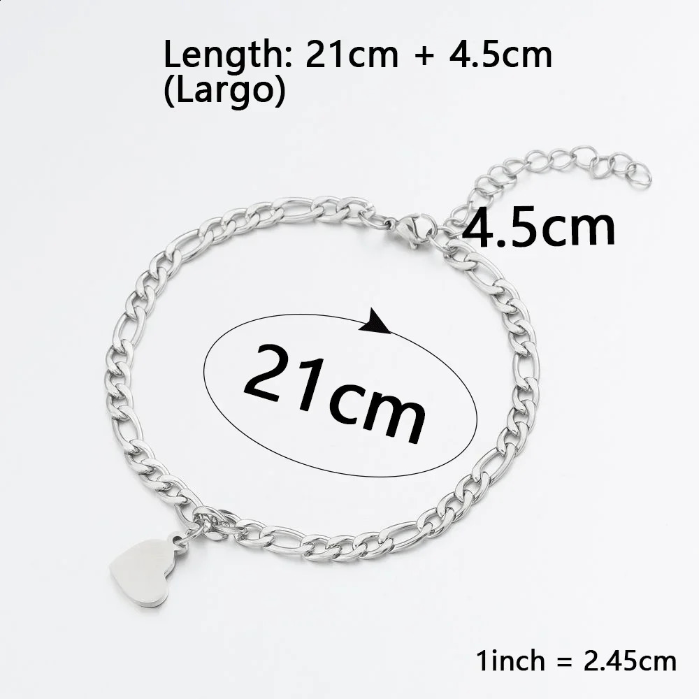 Gift Heart Charm Men Women Couple Bracelet Silver Color Couples Matching Stainless Steel Jewelry Set Wholesale Supply 260207