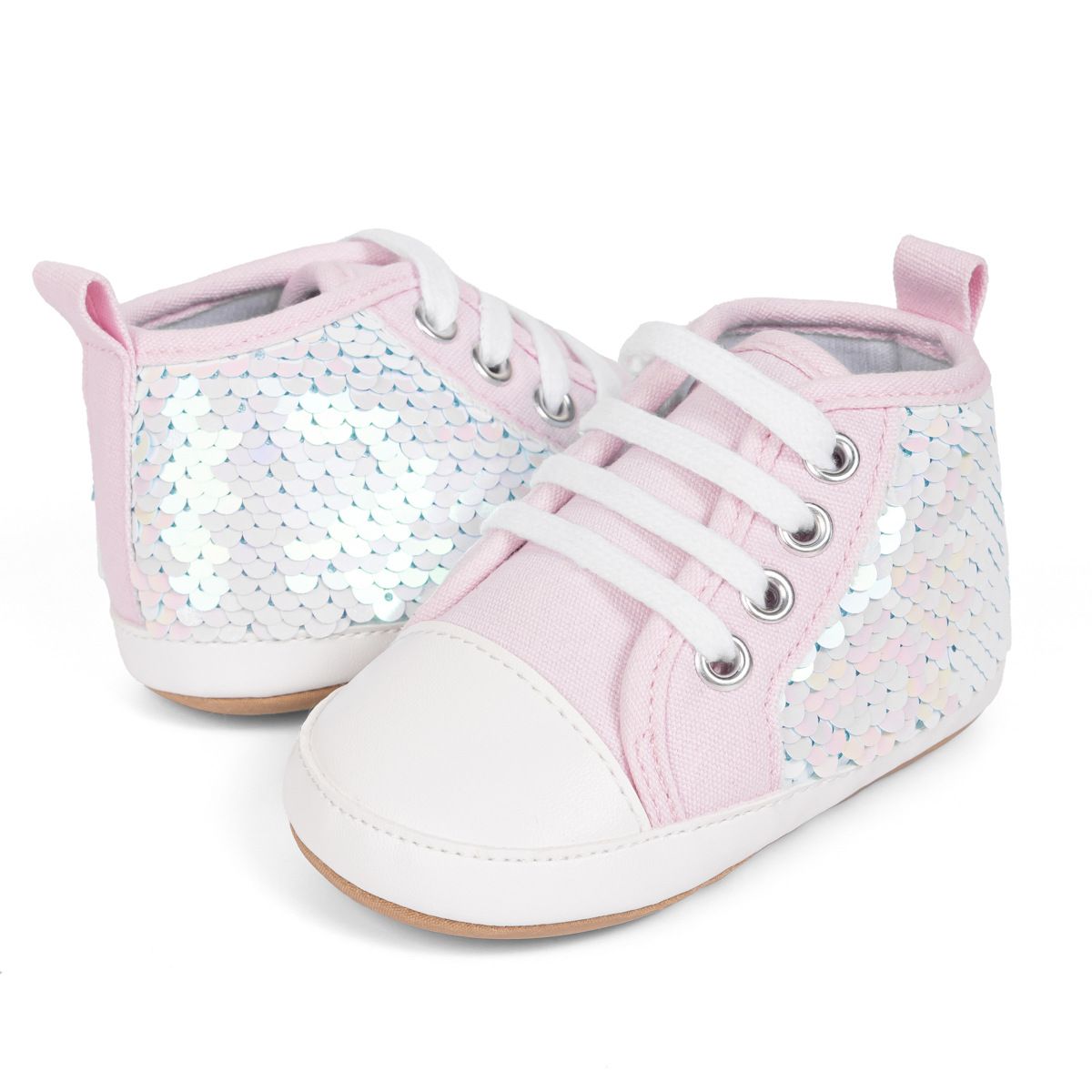 Fashion Sequin Baby Sneakers High Top Anti Slip Soft Soled Infant Boy Girl Shoes Toddler Rubber Comfortable Casual Shoes