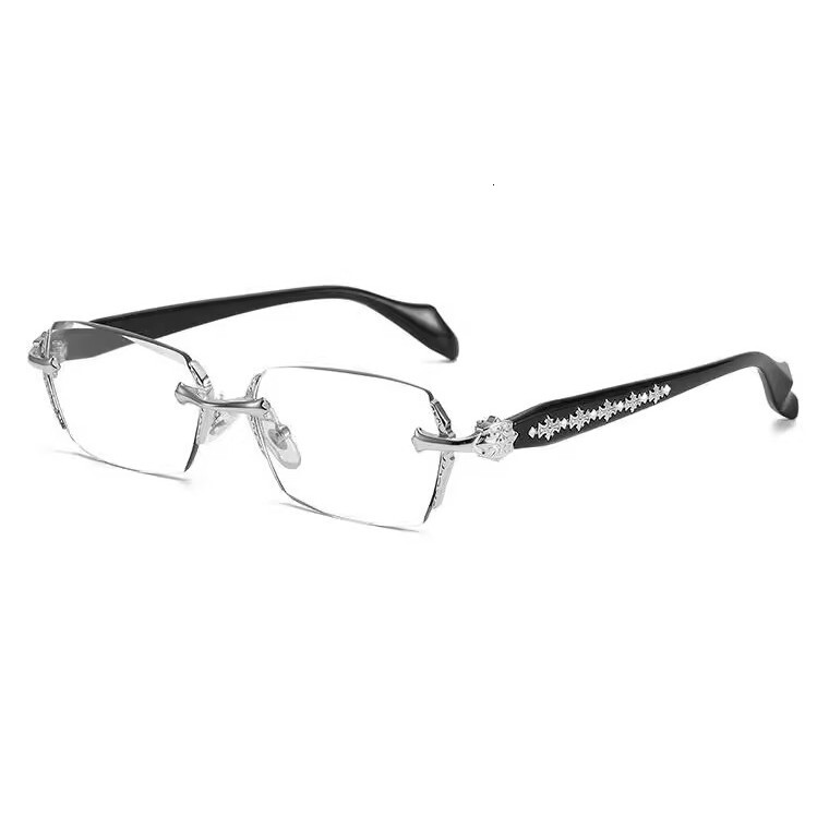 Luxury Brand Designer Sunglass High Intelligence Pure Desire Frameless Glasses Metal Bare Face Women Versatile Personality Myopia Glasses Frame Europe
